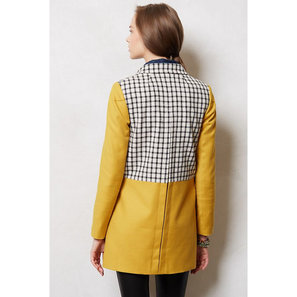 Bright mustard yellow Cartonnier Plaidblock Coat - Picture 2 of 6